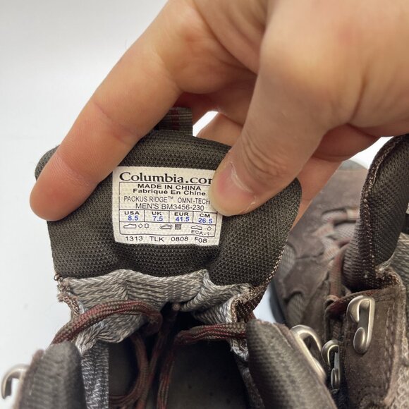 Columbia Omni-Tech Packus Ridge Mid Hiking Boot Leather Waterproof Brown Men 8.5 - Picture 14 of 16